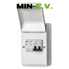 MIN-E.V. - A-Type MCB Electric Vehicle Enclosure - 4 way metal box with 2 module 40A B/C curve MCB + SPD